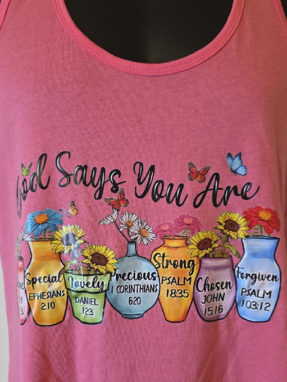 Women’s Pink Graphic Tank Top - God Says You Are - Picture 2 of 6